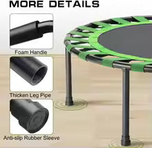 40” Fitness Trampoline for Adult, Max Load 450 LBS Foldable Mini Trampoline, Small Rebounder for Workout, Quiet & Safely Bounce