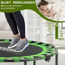 40” Fitness Trampoline for Adult, Max Load 450 LBS Foldable Mini Trampoline, Small Rebounder for Workout, Quiet & Safely Bounce