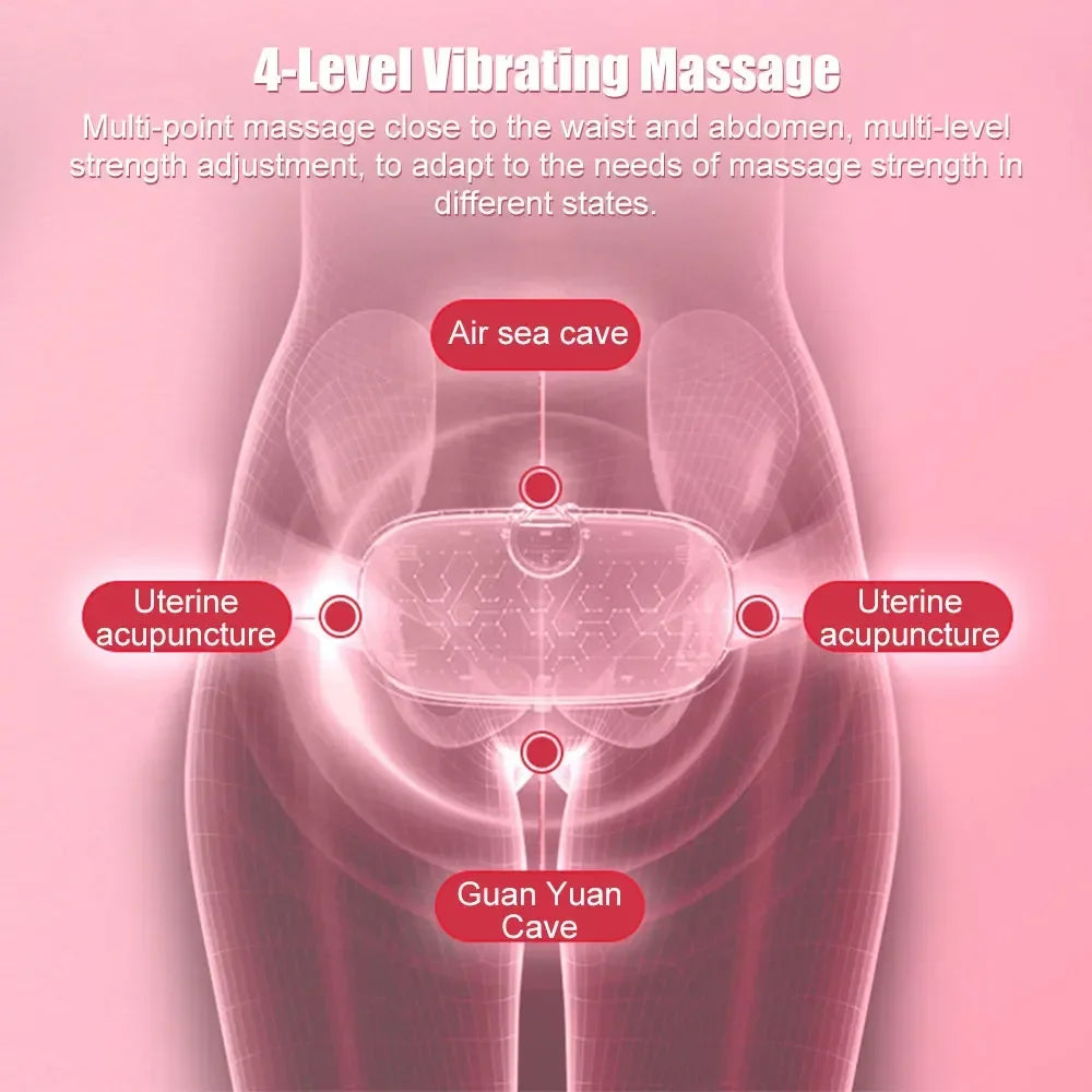 Electric Period Cramp Massager Vibrating Heating Belt for Menstrual Relief